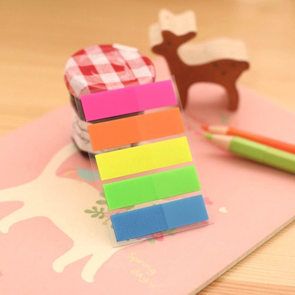 100Pcs Fluorescence Sticky Notes Memo Pad Loose-leaf Index Sticker Bookmark US