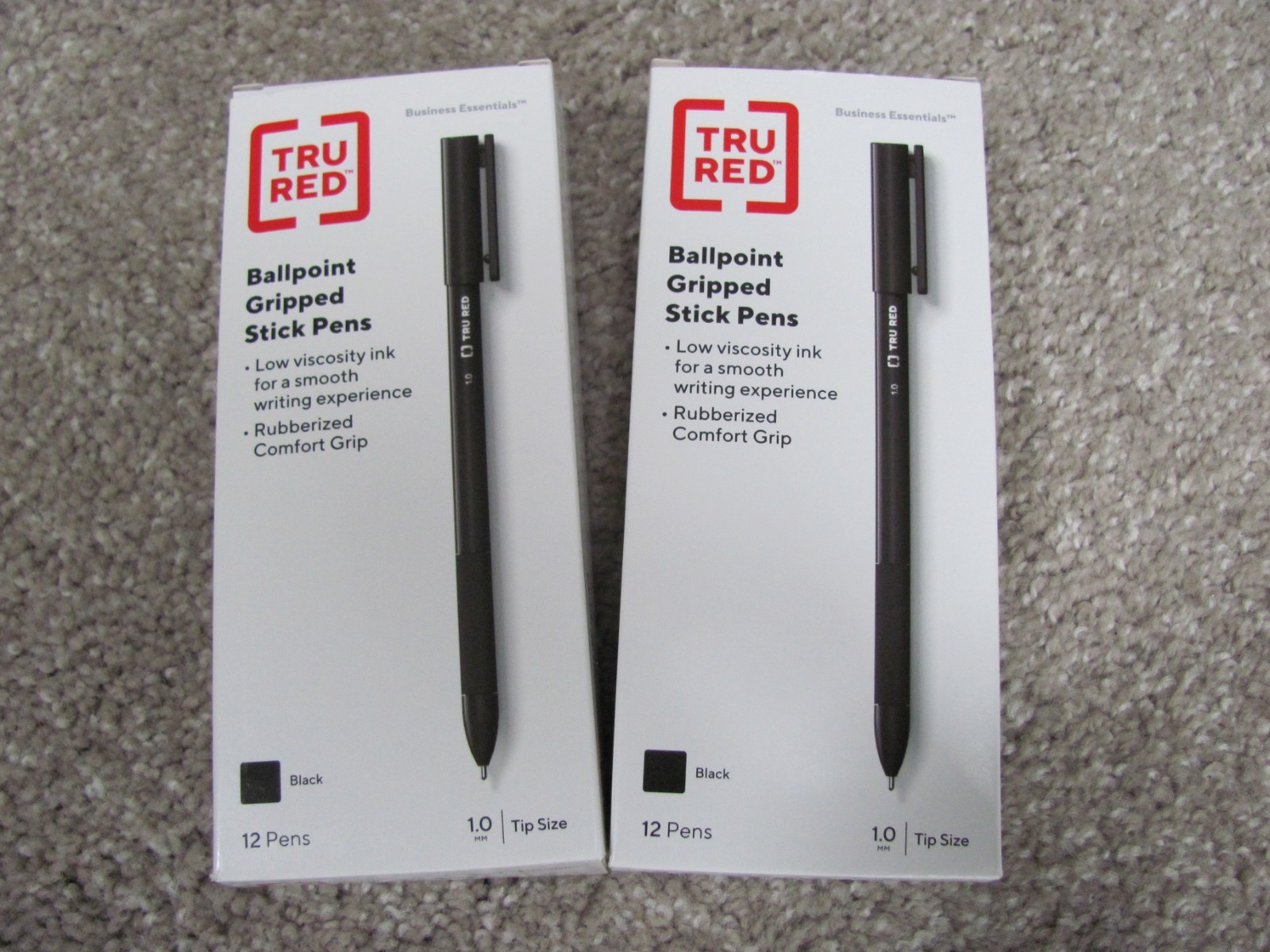 Lot of 2! TRU RED Ballpoint Gripped Stick Pens Medium Point 12 Count/Pack