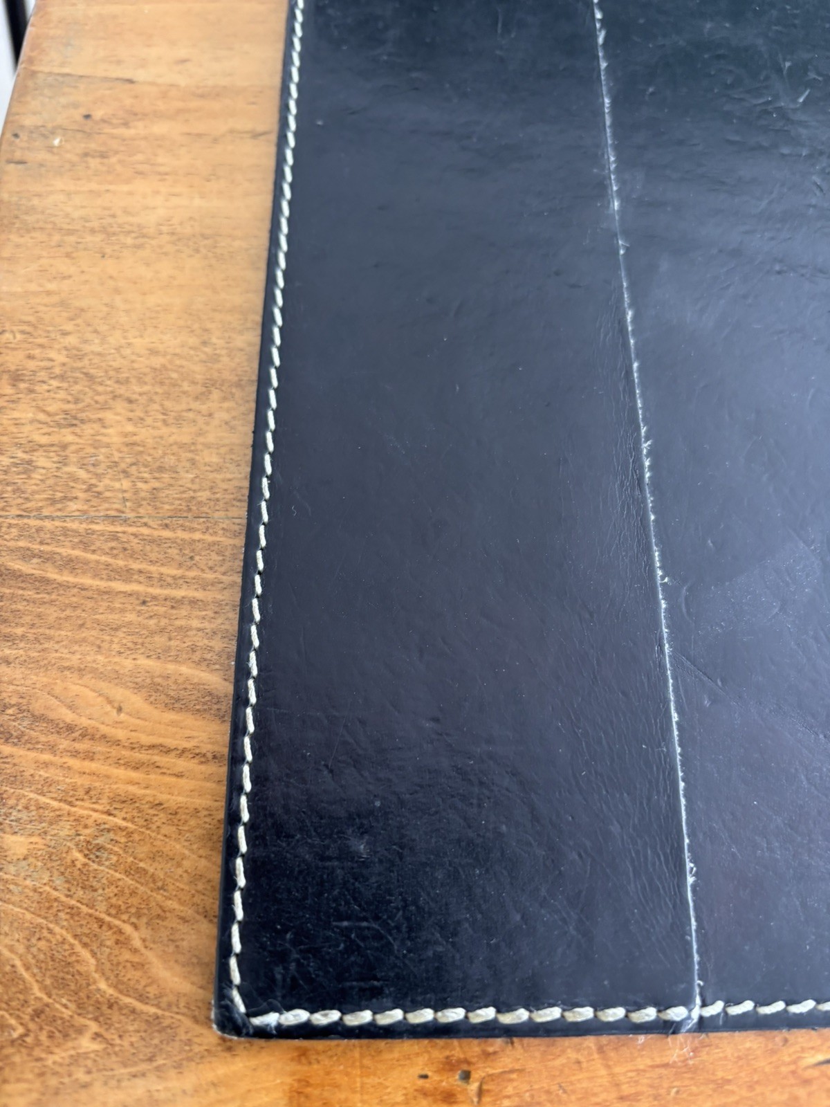Vintage Desk Pad Blotter Black Leather Roots Canada 22 x 18