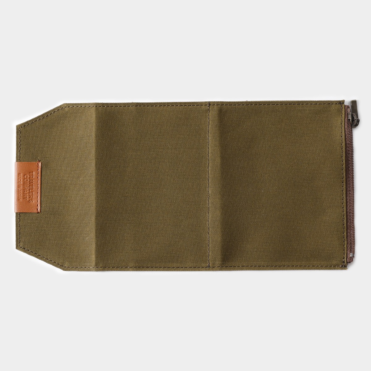 Traveler’s Notebook Passport Cotton Zipper Case Olive Japan 2 Pocket Insert