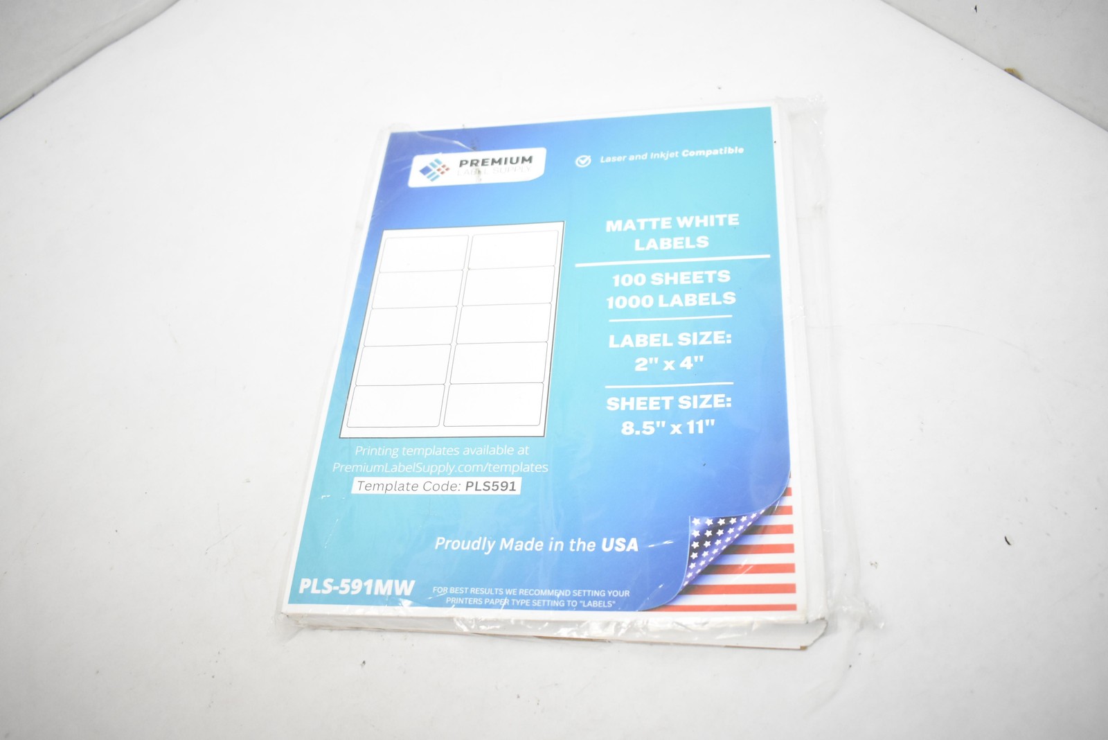 Premium Label Supply Matte White Labels 2×4 100 Sheets 1000 PLS-591MW Laser