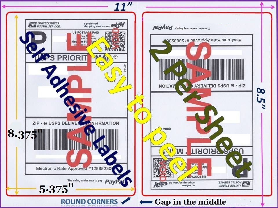 1000 Premium Rounded Corner Shipping Labels 2 Per Sheet-8.5 x 11-Self Adhesive