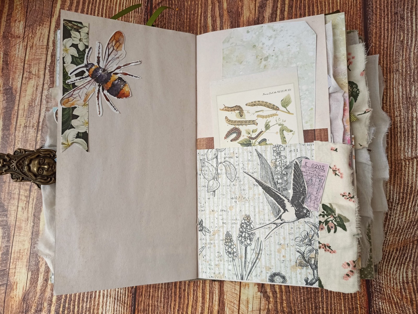 Junk Journal Handmad Forest Travel Notebook for Sale Botanical 8×4 in