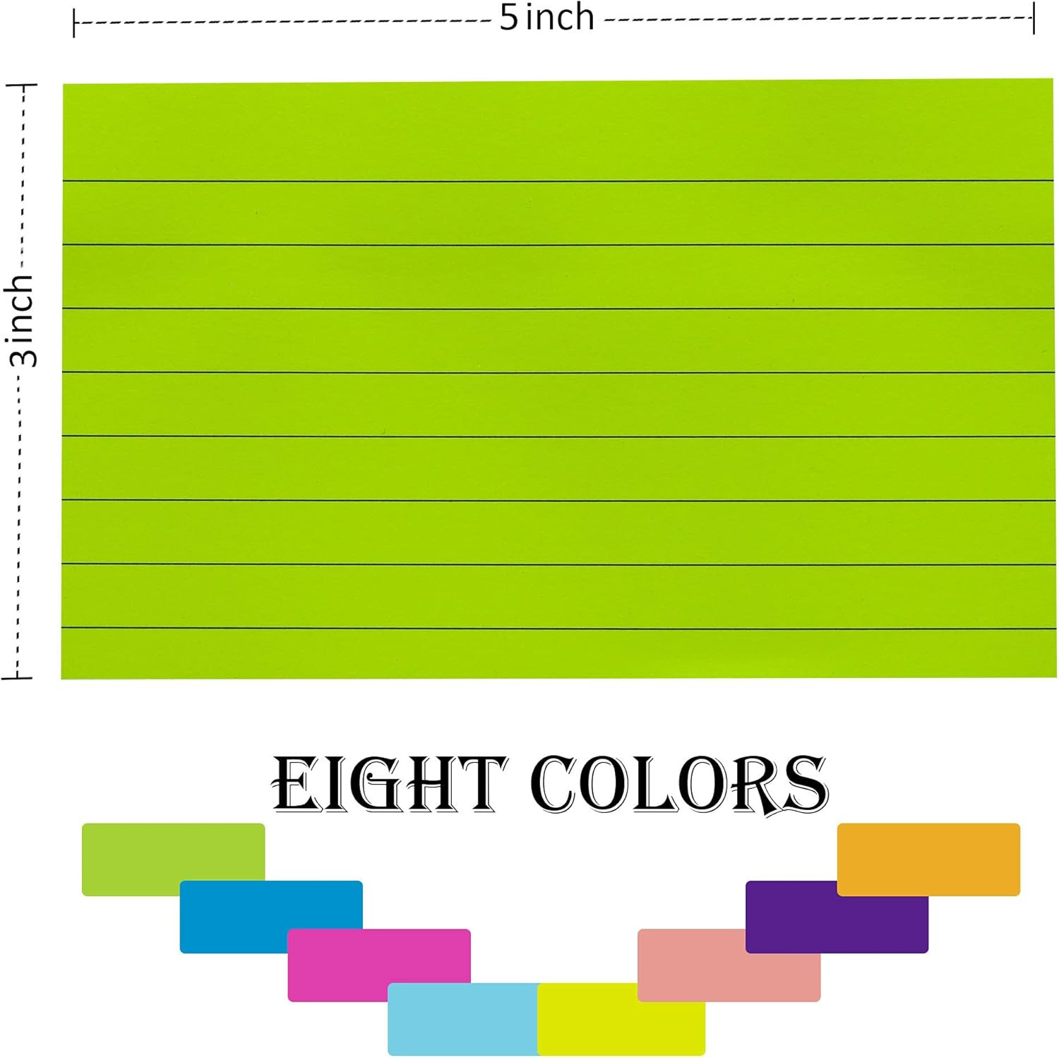 8 Pads Lined Sticky Notes 3X5 in Post, 8 Colors Self Sticky Notes Pad Its, Brigh