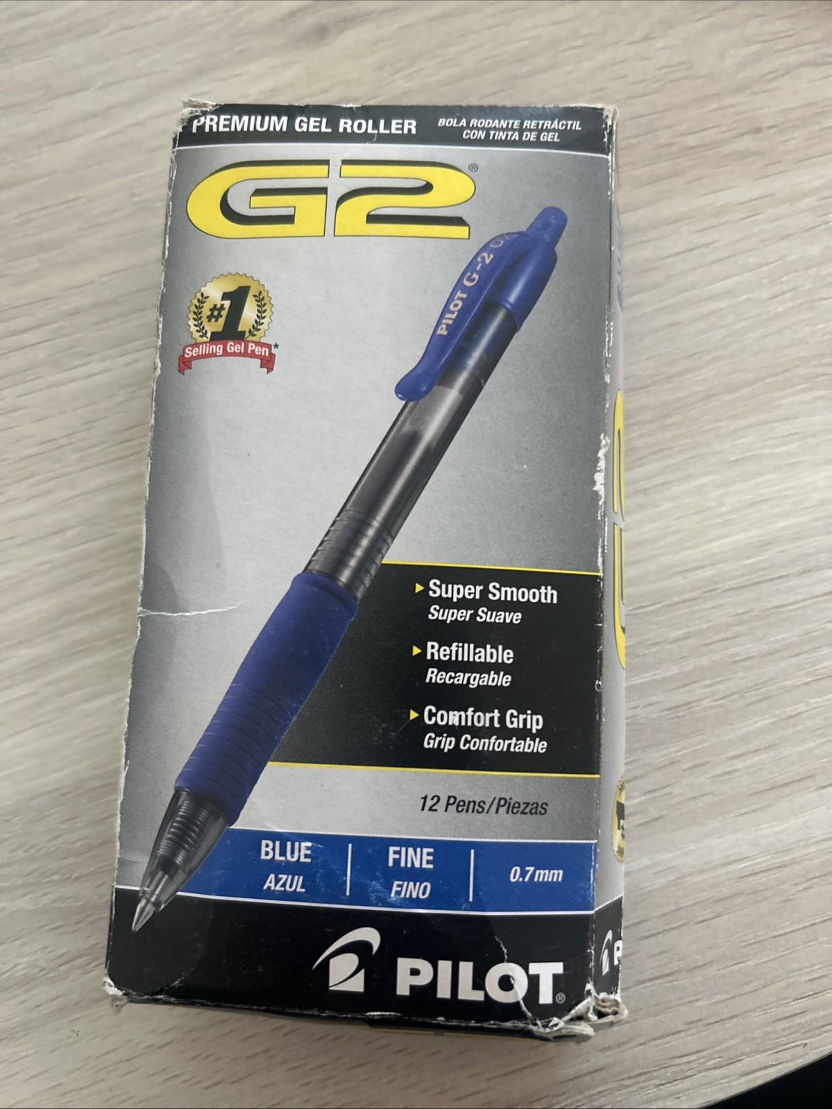 Pilot G2 PIL31021 0.7mm Roller Ball Retractable Gel Pen, Blue – 12 Pack