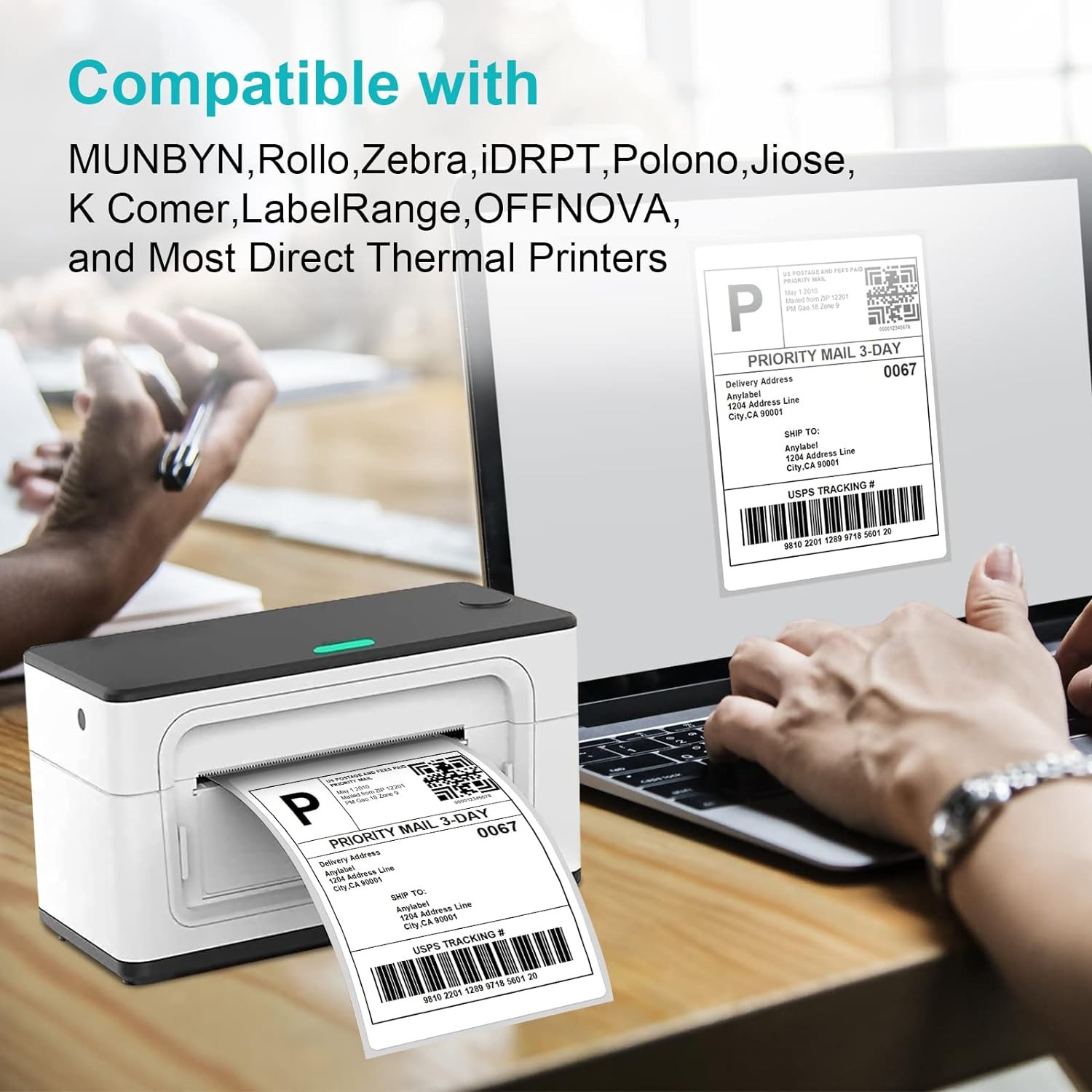 4×6 Thermal Labels Fanfold 500/Stack Address Shipping Labels for Thermal Printer