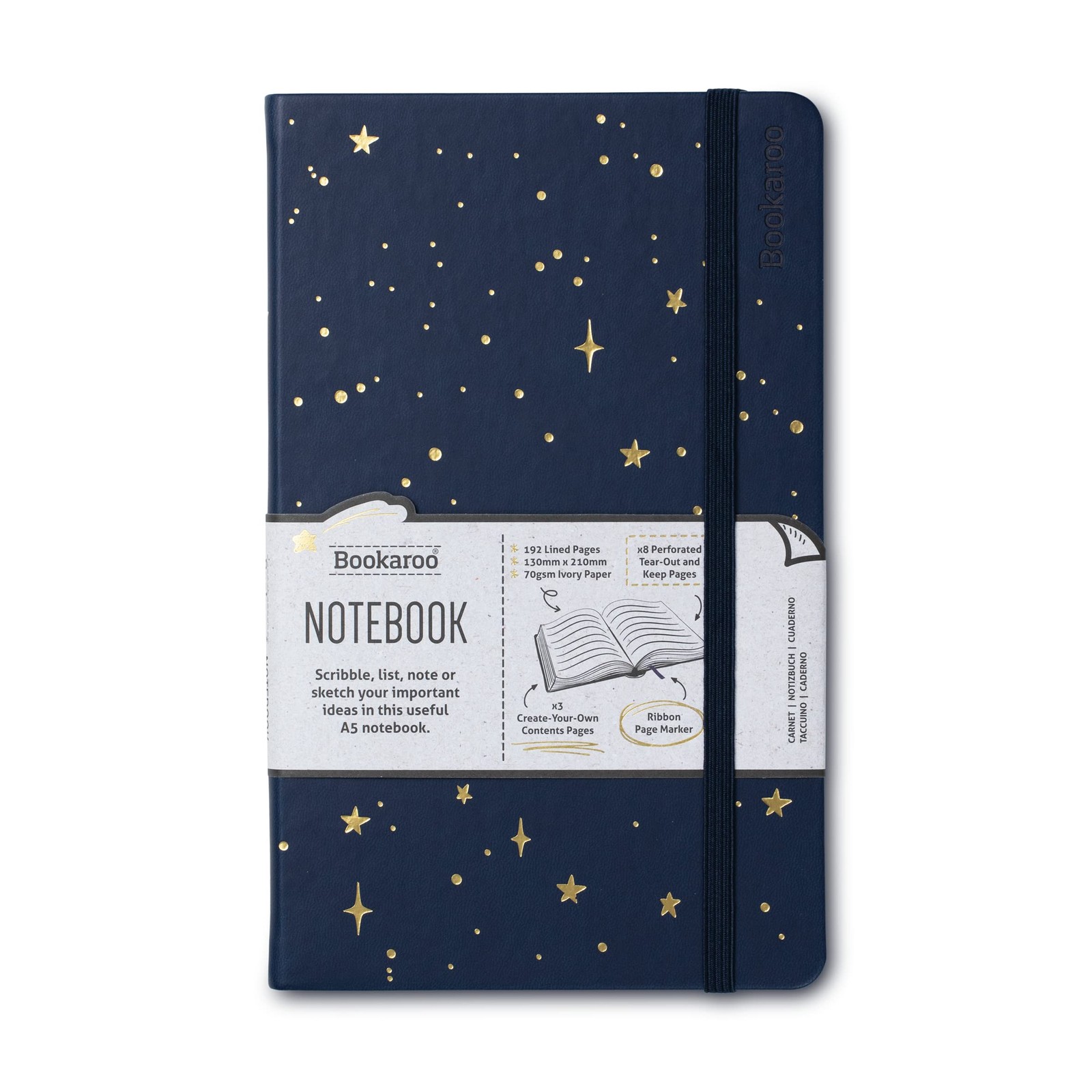 IF Moon & Stars – Bookaroo Notebook (A5) Journal ,, 48402, Dark Blue/Gold