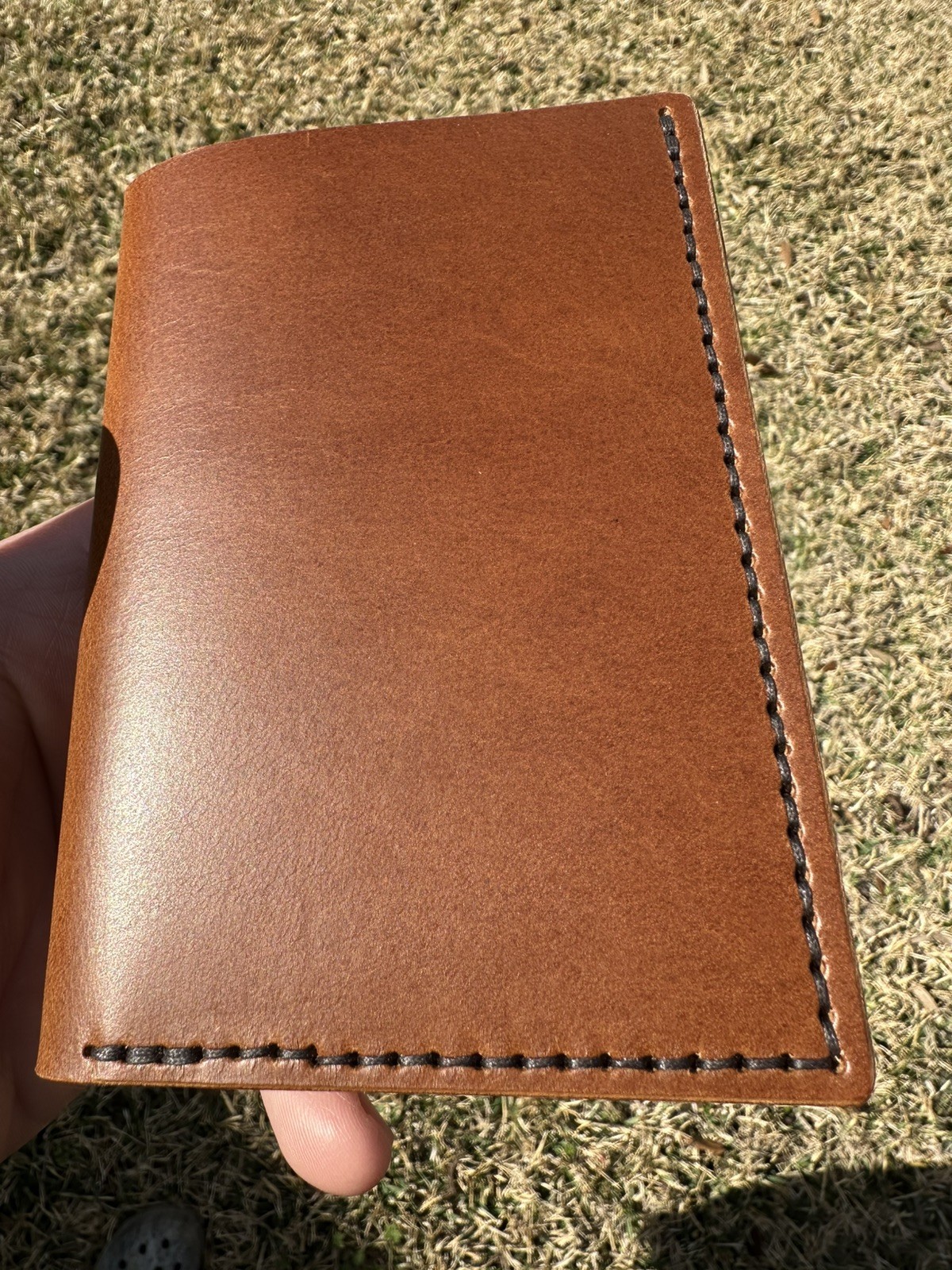 Chestnut Brown full-grain veg-tanned leather, 5 oz — 100% handmade in the USA.