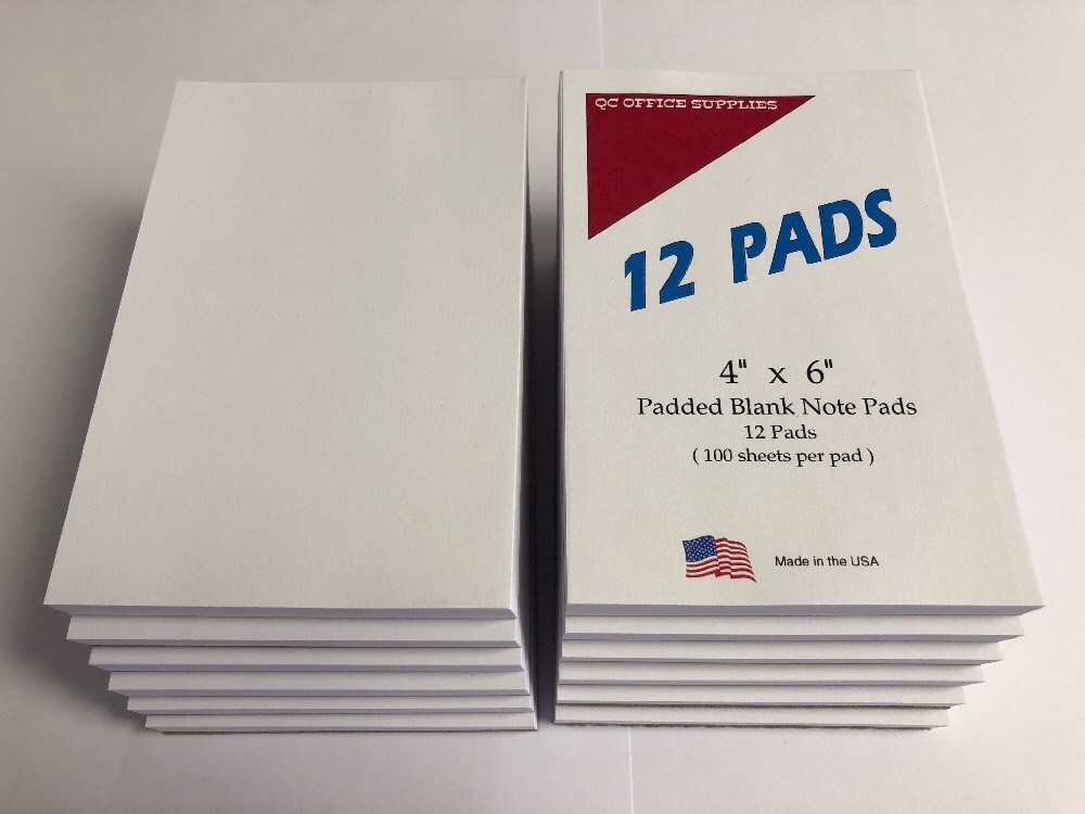 Note Pads / Memo Pads- 4” X 6” – 100 Sheets Per Pad – 12 Pads