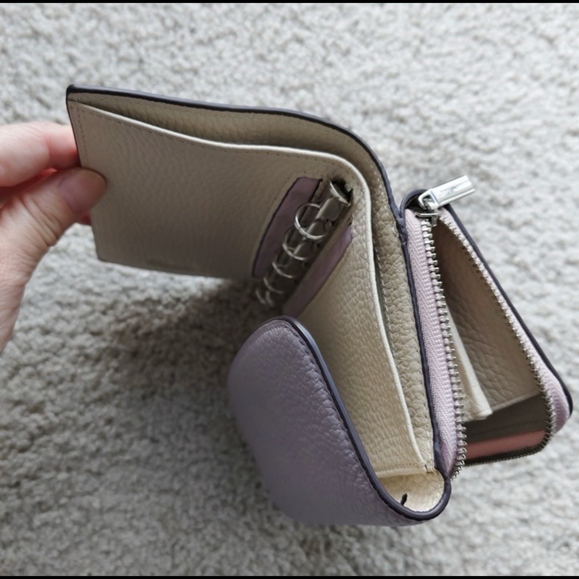 Brelio M5 Micro 5-Ring Leather Pocket Planner – Pastel Lavender / Cream w.box