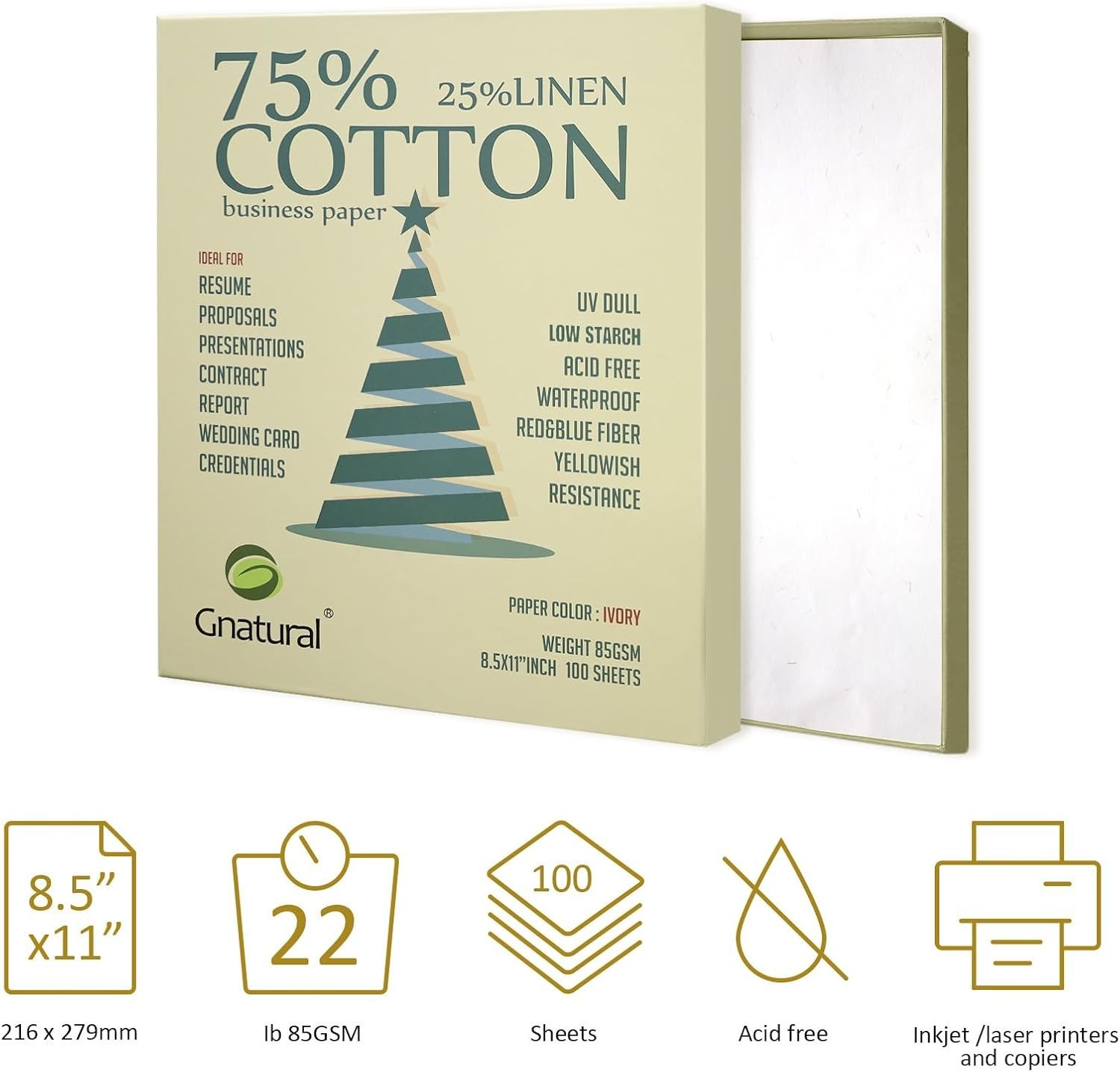 75% cotton 25% linen business paper ivory 85gsm 8.5w x 11l resume paper Won’t