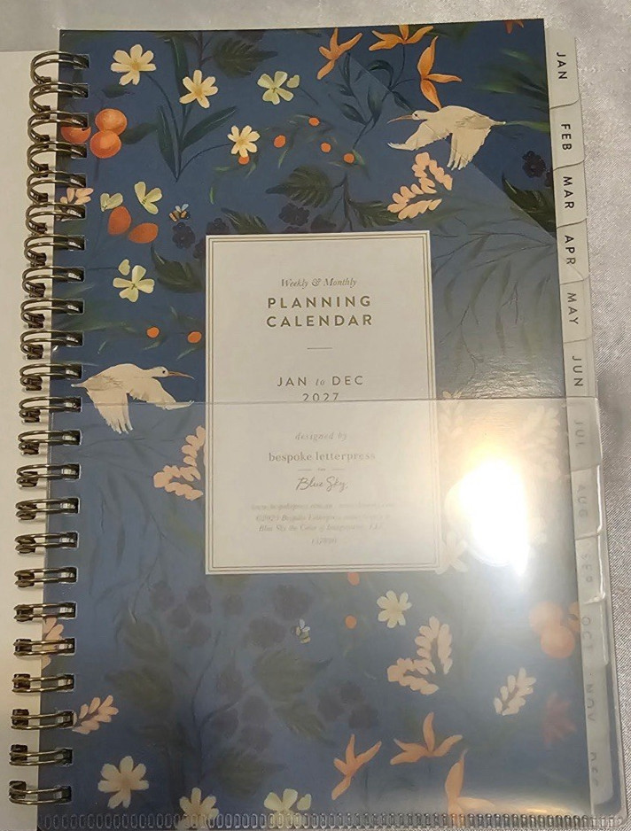 2027 Blue Sky Bespoke Letterpress Cranes In Flight W&M Planner (5″ x 8′)
