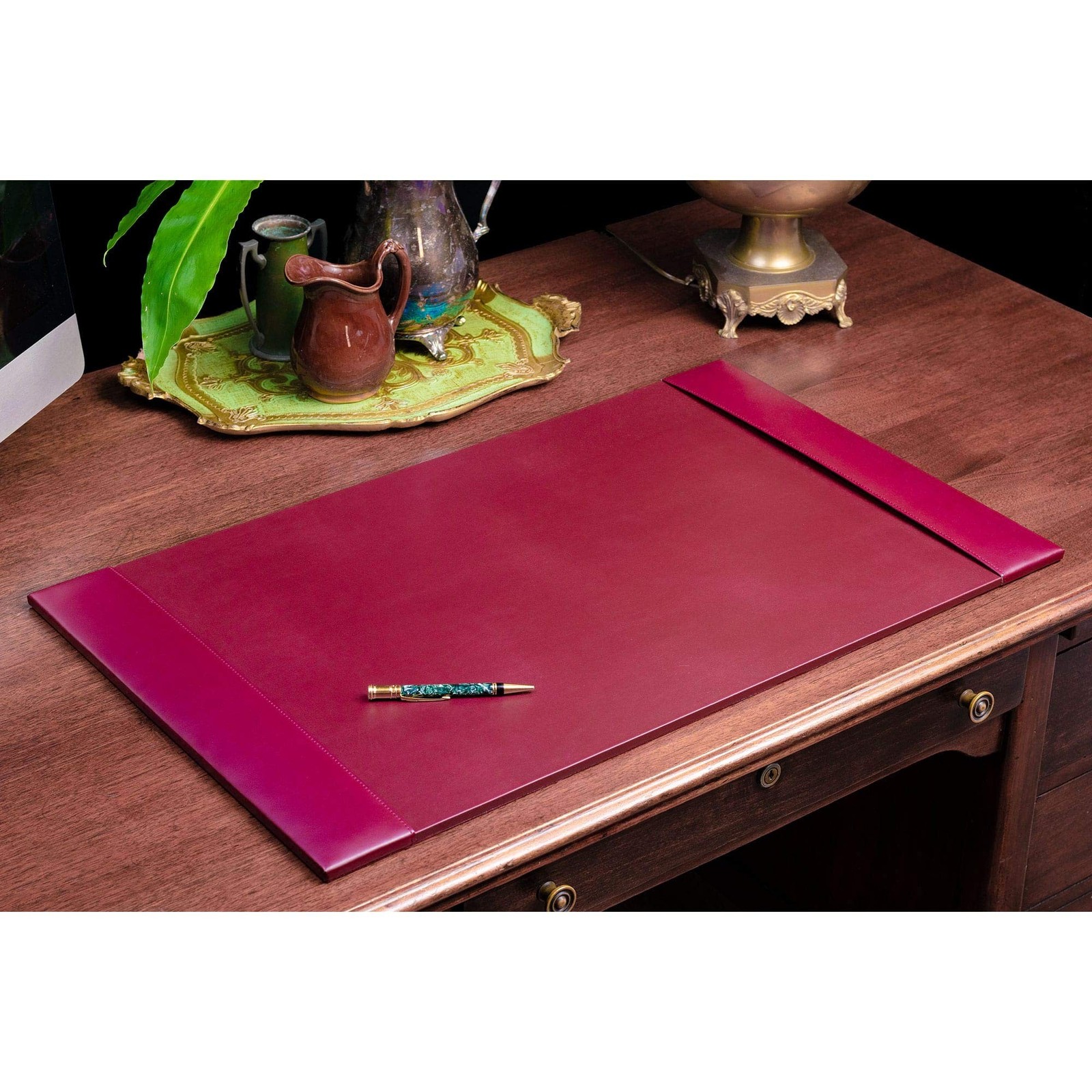 DACASSO Bonded Leather Desk Pad with Side Rails – Luxury Leather Desk Blotter…