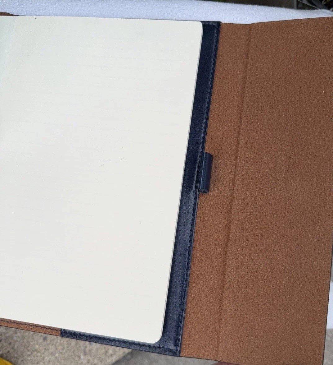 Navy Blue Refillable Faux Leather Portfolio Missing Pen Journaling