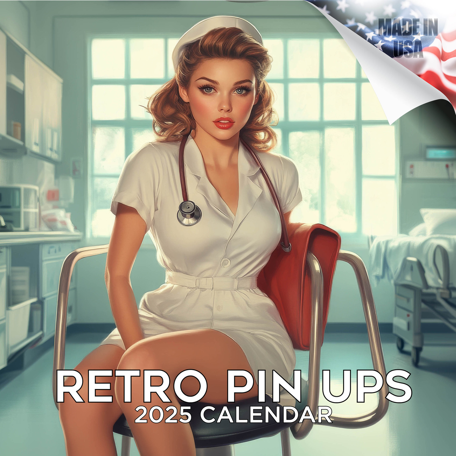 Retro Pin Ups Wall Calendar 2025 FULL SIZE 12×24 Made in USA