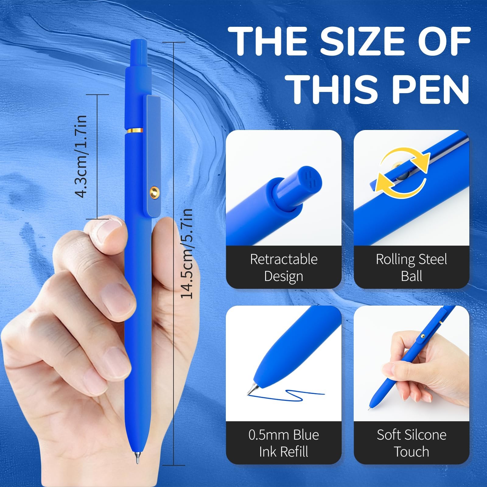 UIXJODO Blue Pens, 6 Pcs 1 Count (Pack of 6), 6 Gold – Ink