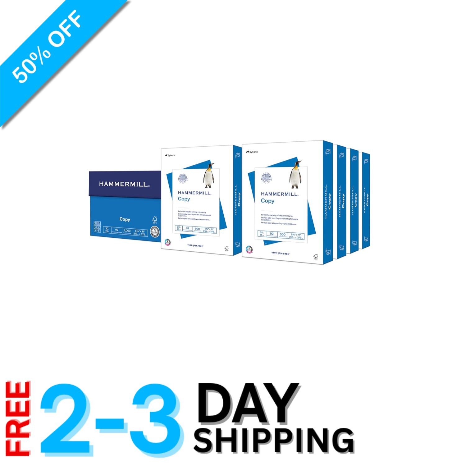 High-Quality 20 lb Copy Paper, Acid-Free, 8 Reams, 4,000 Sheets, Made in USA