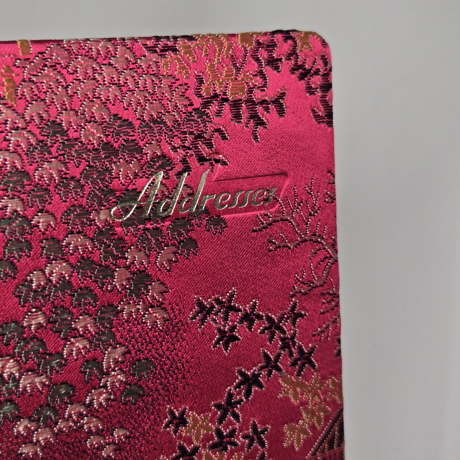 Shanghai, China Embroidered 176 Address Book – Red Silk Brocade Cover – VTG NOS
