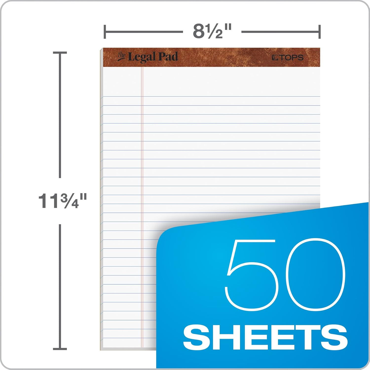 8.5 X 11 3/4 Legal Pads, 12 Pack, the Legal Pad Brand, Wide Ruled, White Paper,