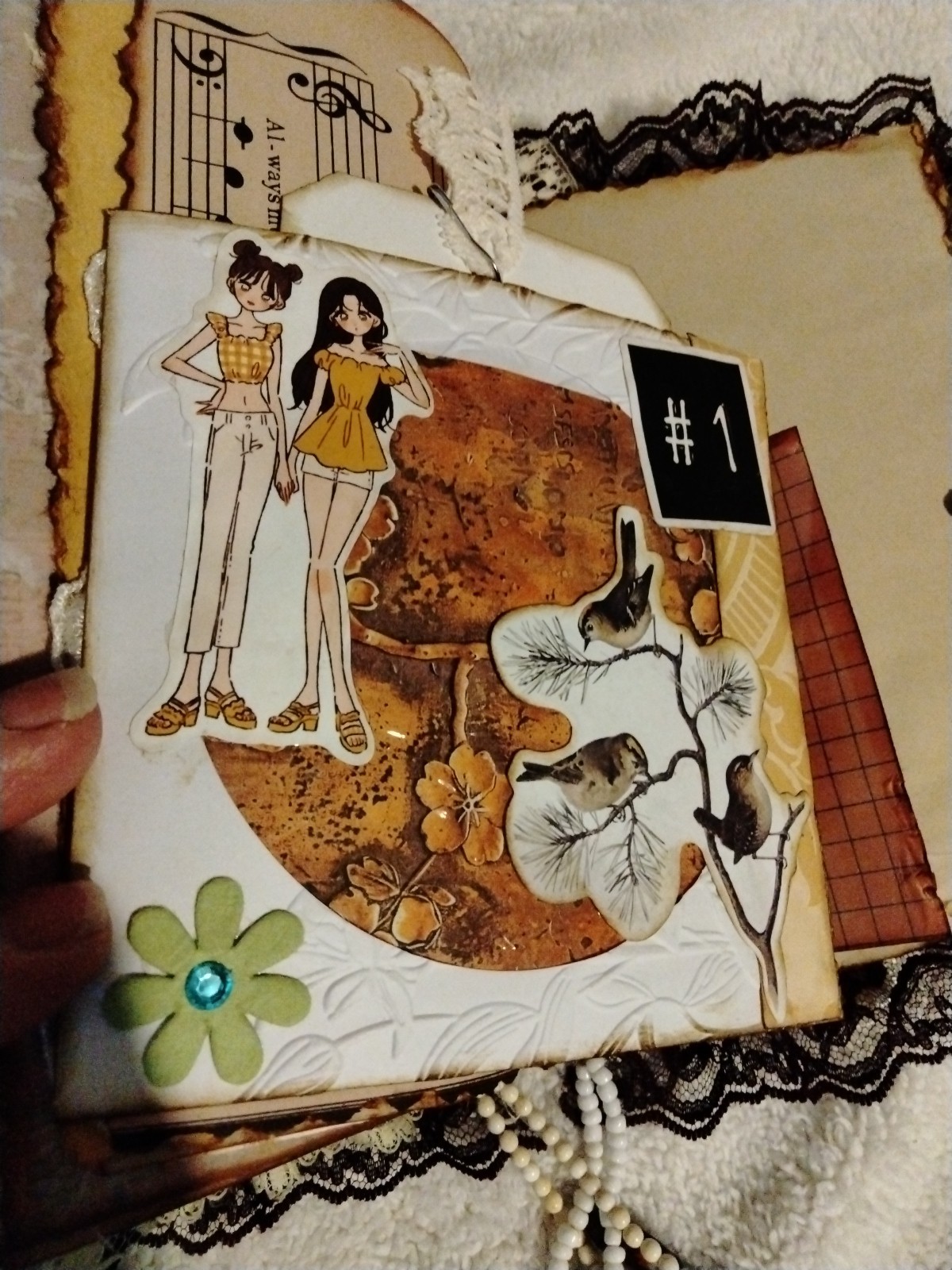 Handmade Hard Covered ” Friend ” Junk Journal