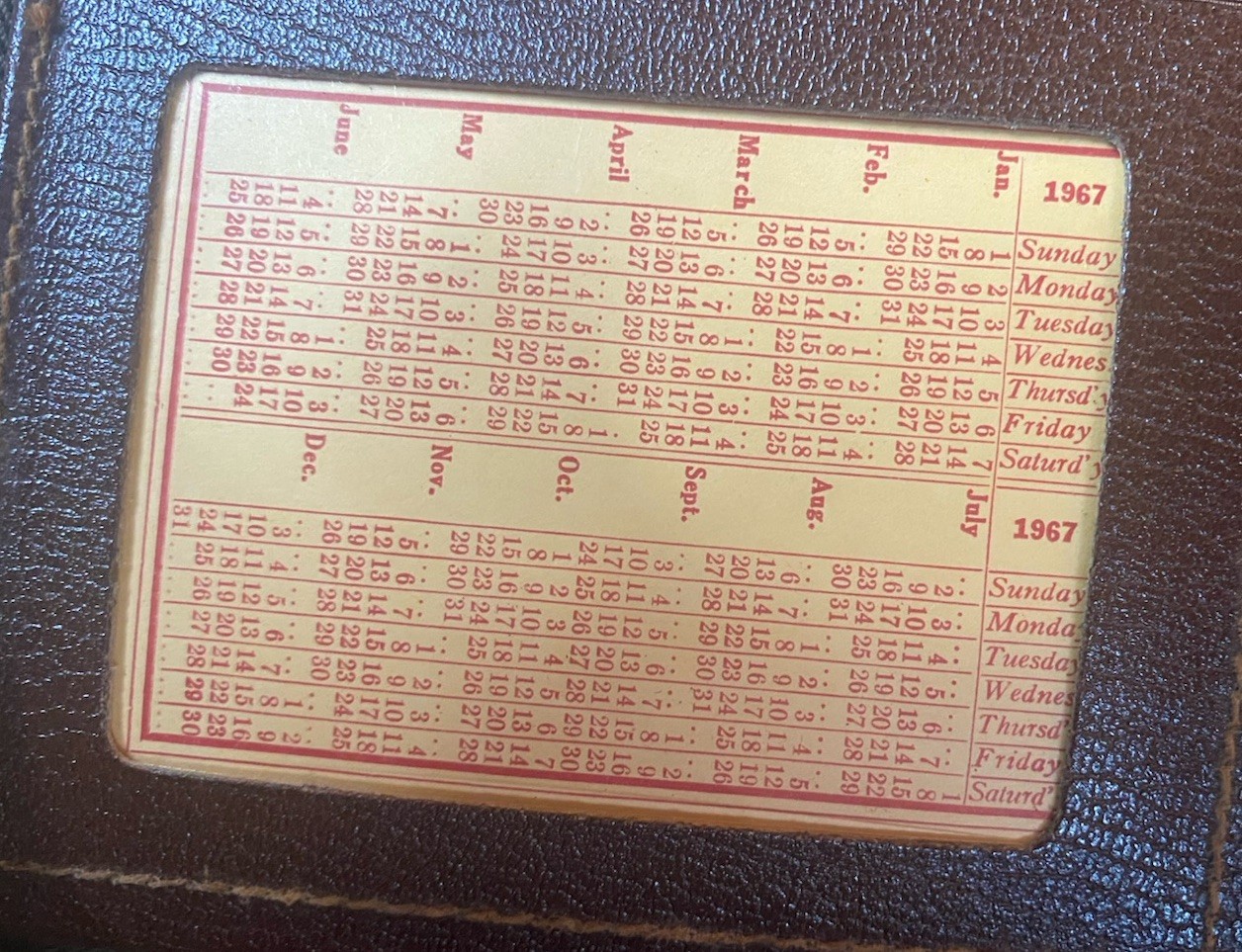 Cooper-Weeks Leather Organizer 1967 Calendar Address Book Made in Canada Vintage