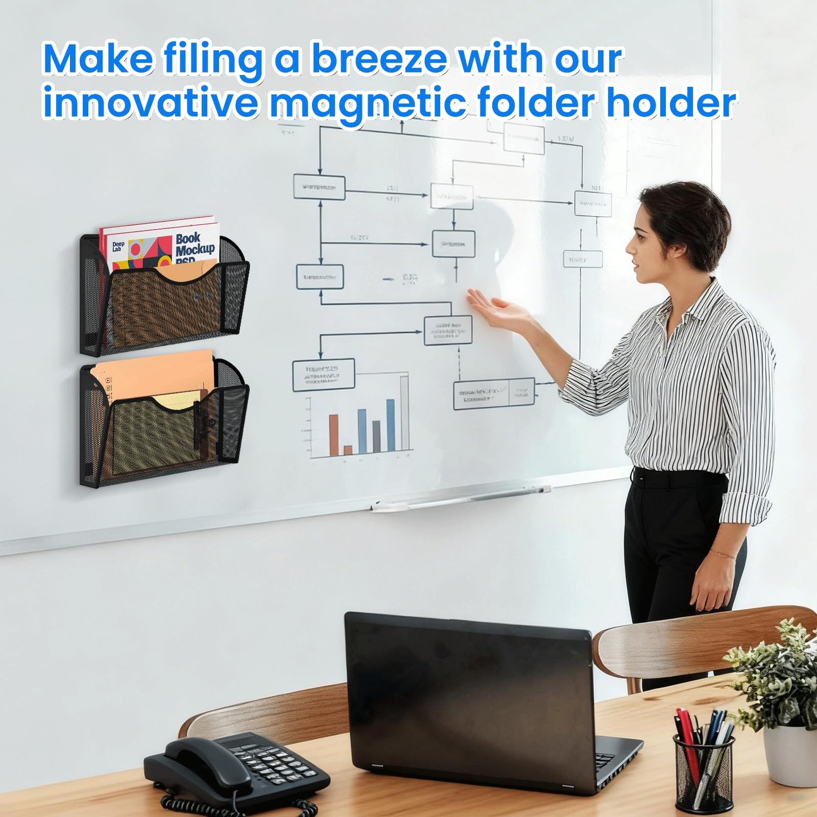 KZWKRG Magnetic File Holder, Folder No Drilling Black