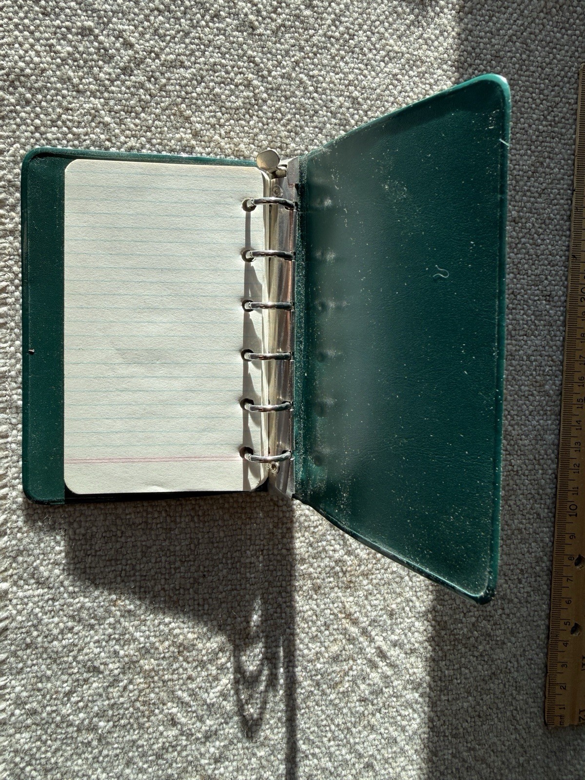 Vintage Small Green 6-Ring Binder Pocket Memo Book Planner 5×3 MCM Notebook