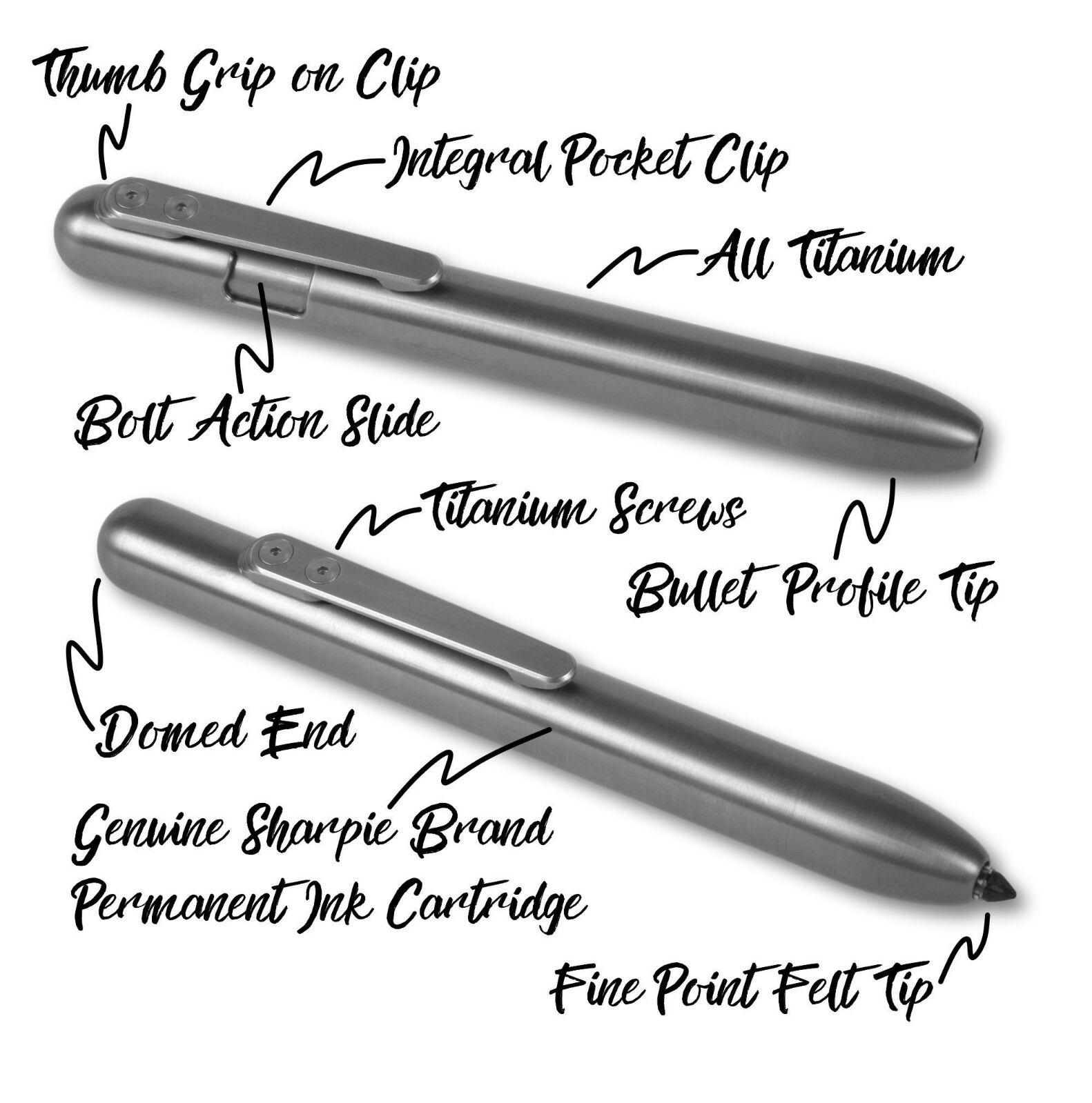 MARKSMITH Titanium Bolt Action Retractable Permanent Marker – Black Ink