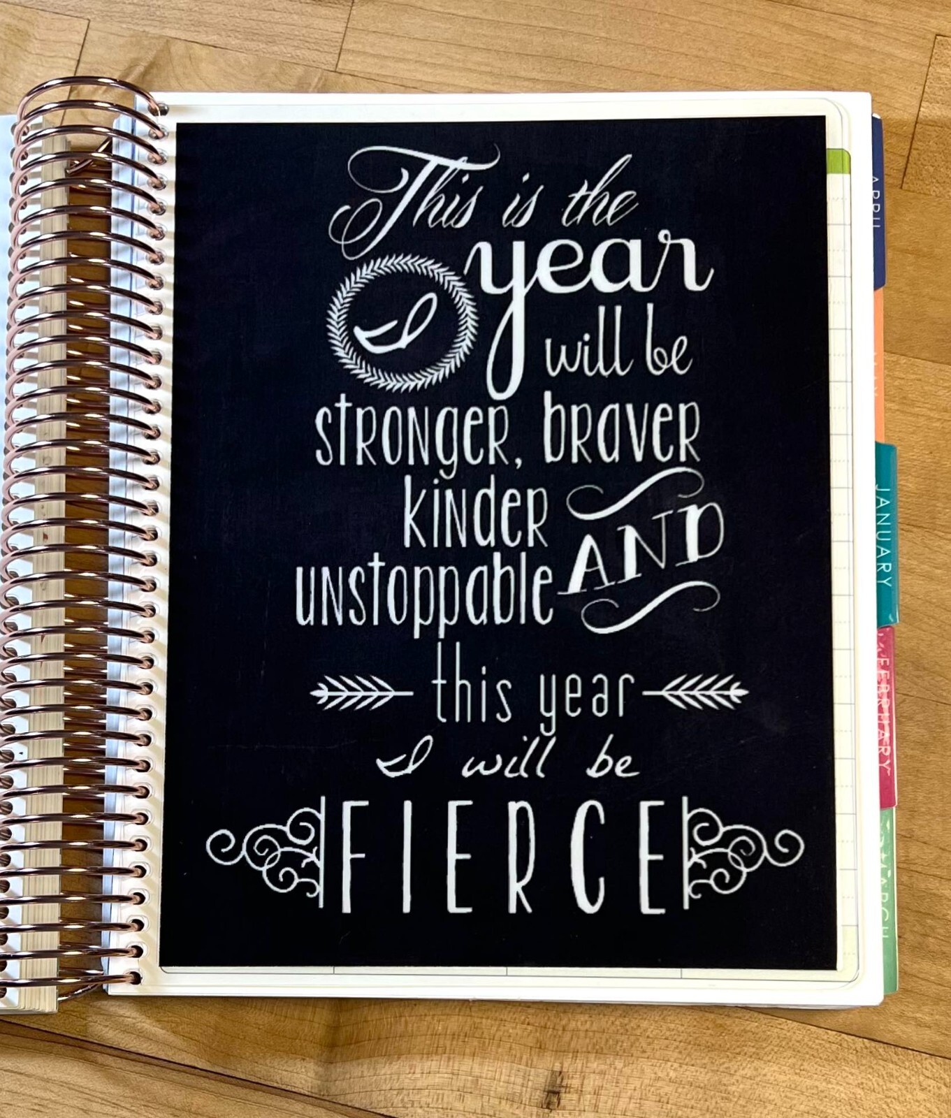 Fierce New Year Quote Dashboard made for use w/ Erin Condren Life Planner