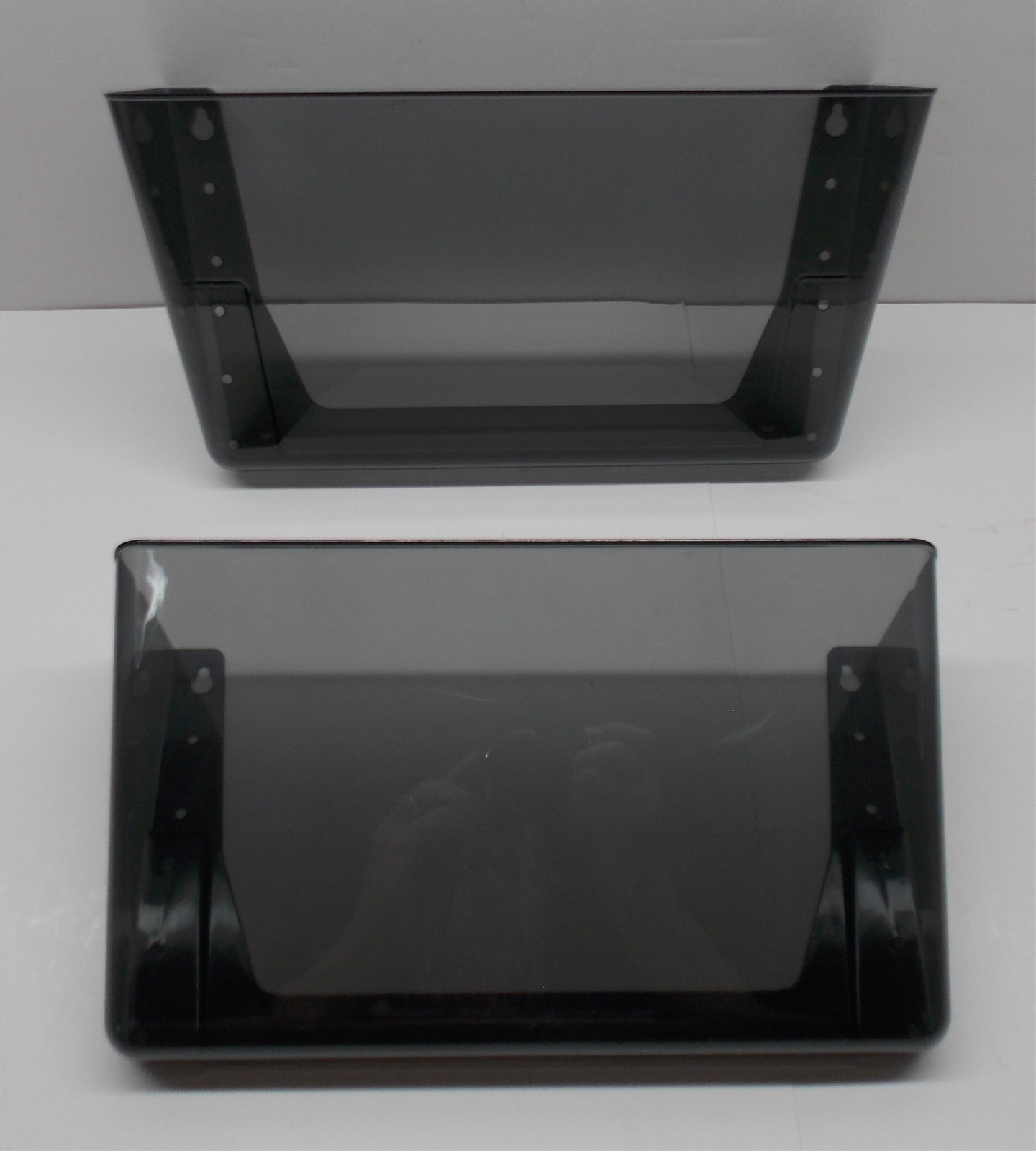 Set of 2 Smoke Gray Acrylic Wall Mount Magazine Mail File Holders Organizers