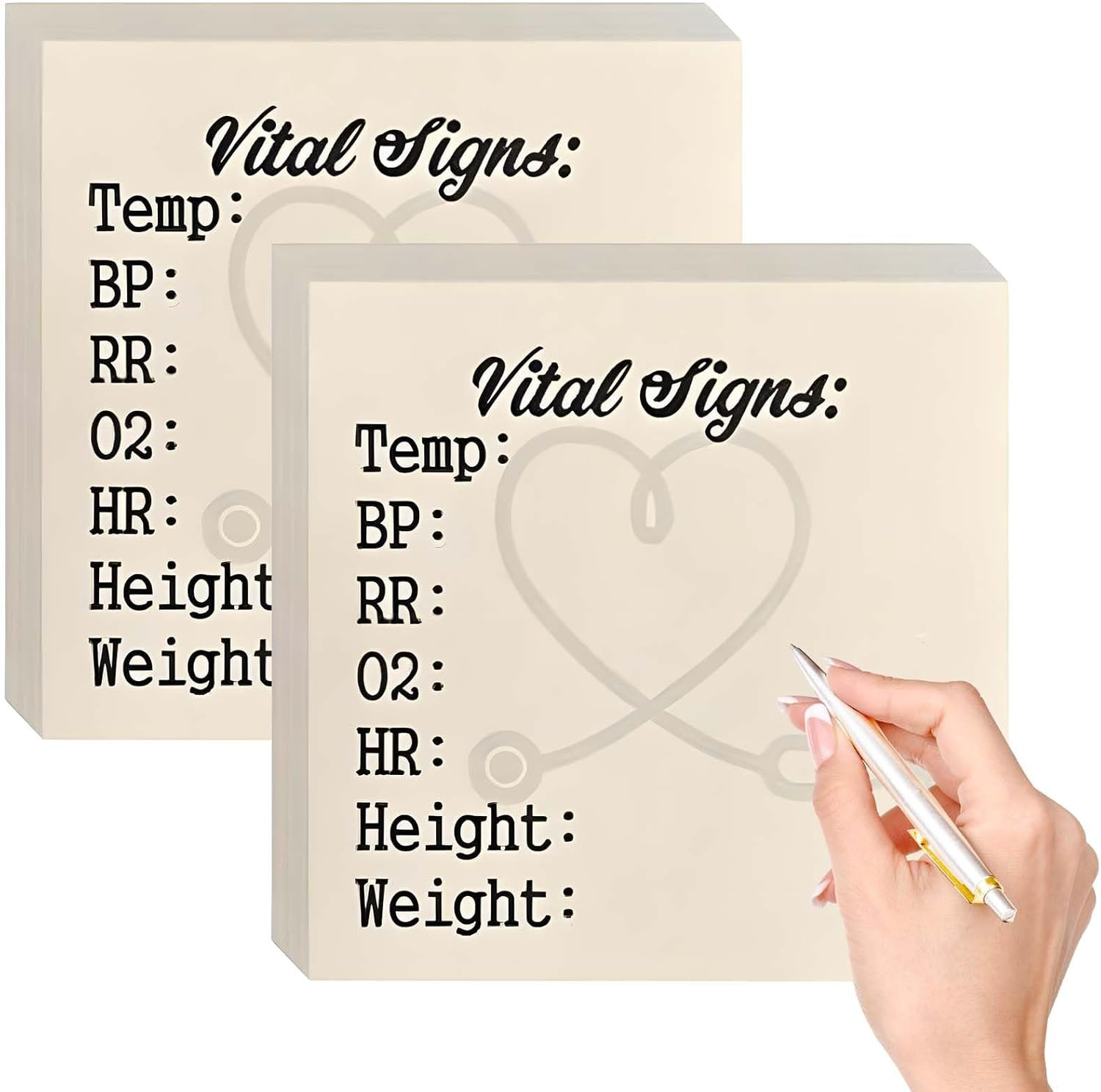 Nurse Vital Signs Sticky Notes – Pocket Health Monitoring Notepad, 2 Pack