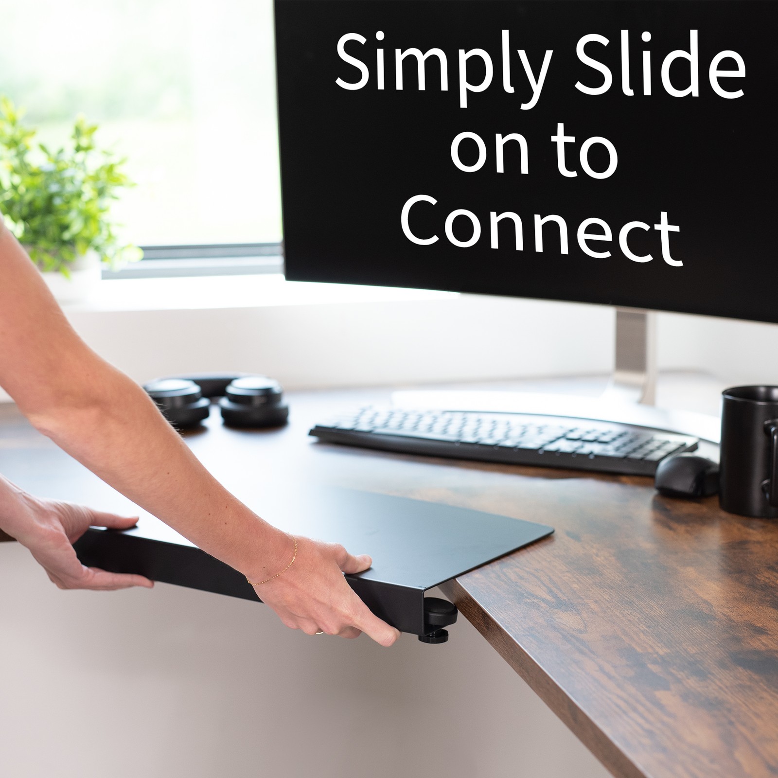 VIVO Clamp-on Steel Corner Connector, Workspace Extender for L-shaped Desk