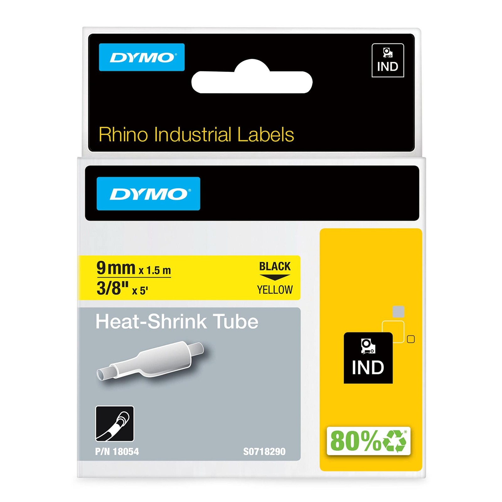 DYMO Industrial Heat Shrink Tubes for DYMO Industrial RhinoPro Label Makers, Bla