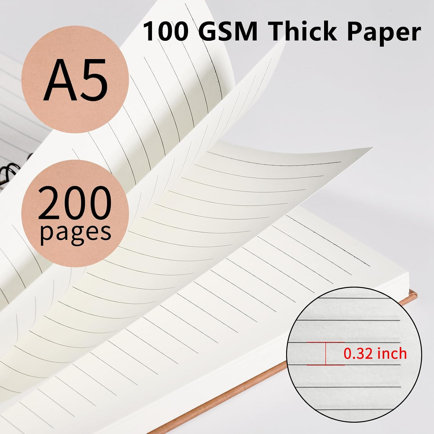 6 Pack Spiral Notebooks 5.83″X8.27″, 200 Pages A5 Spiral Notebook Journal