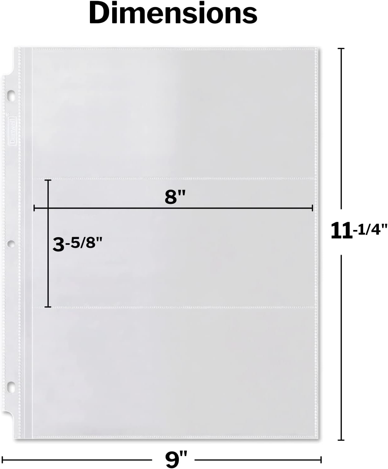 Binder Currency Sleeves for Collectors – (50 Pack), Acid-Free 3-Pocket Clear Pla