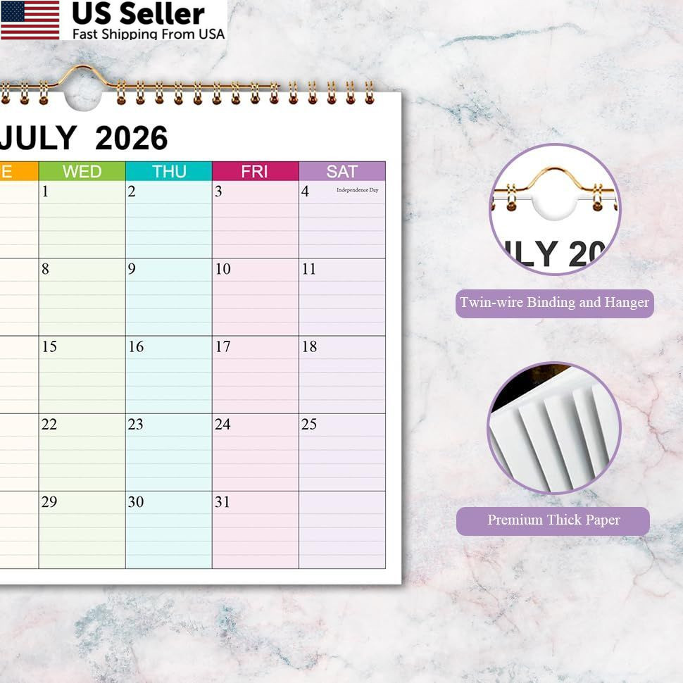 2026-2027 Calendar – Wall Runs from 8.5 * 11 in, yellow