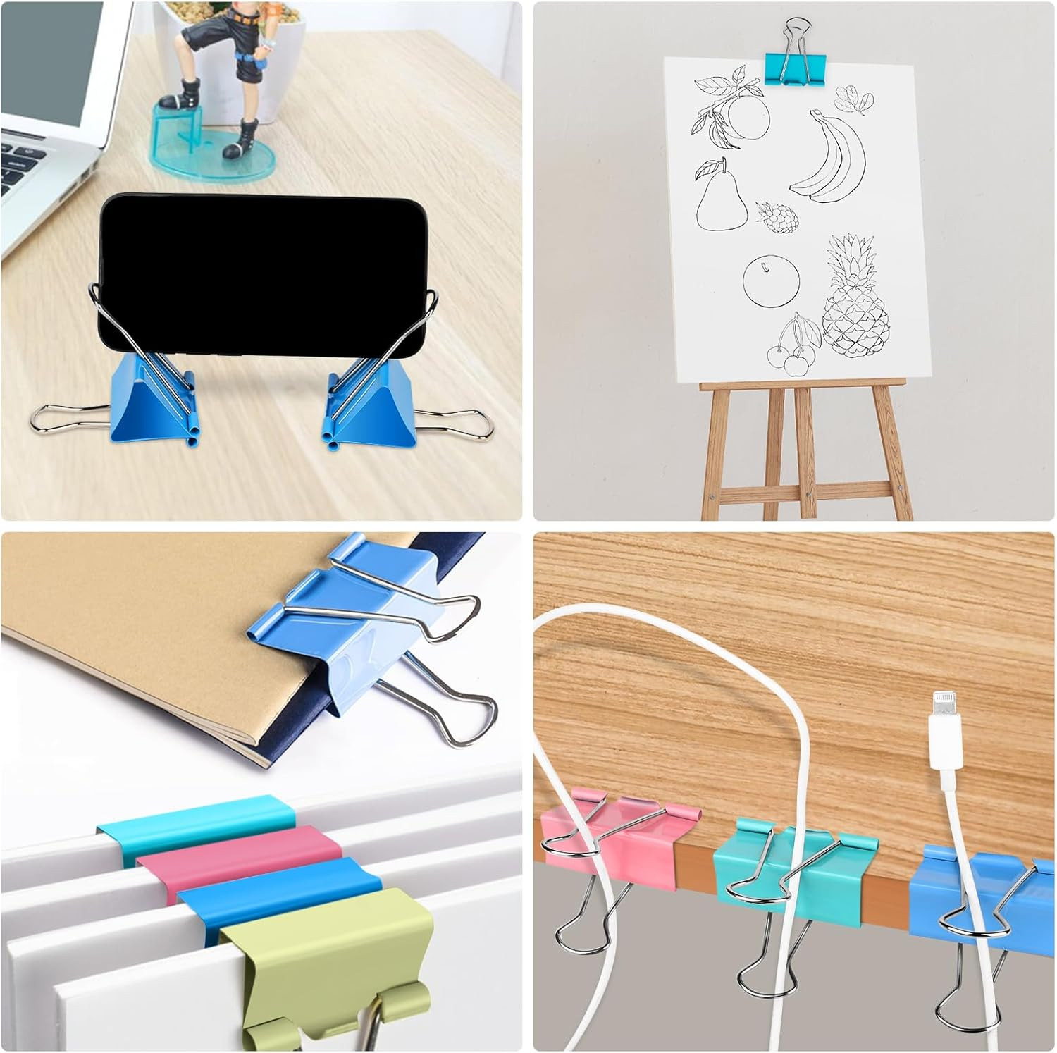 Colored Binder Clips2.4 inch, Extra Large Binder Clips for Office (8 Pcs) Jumbo