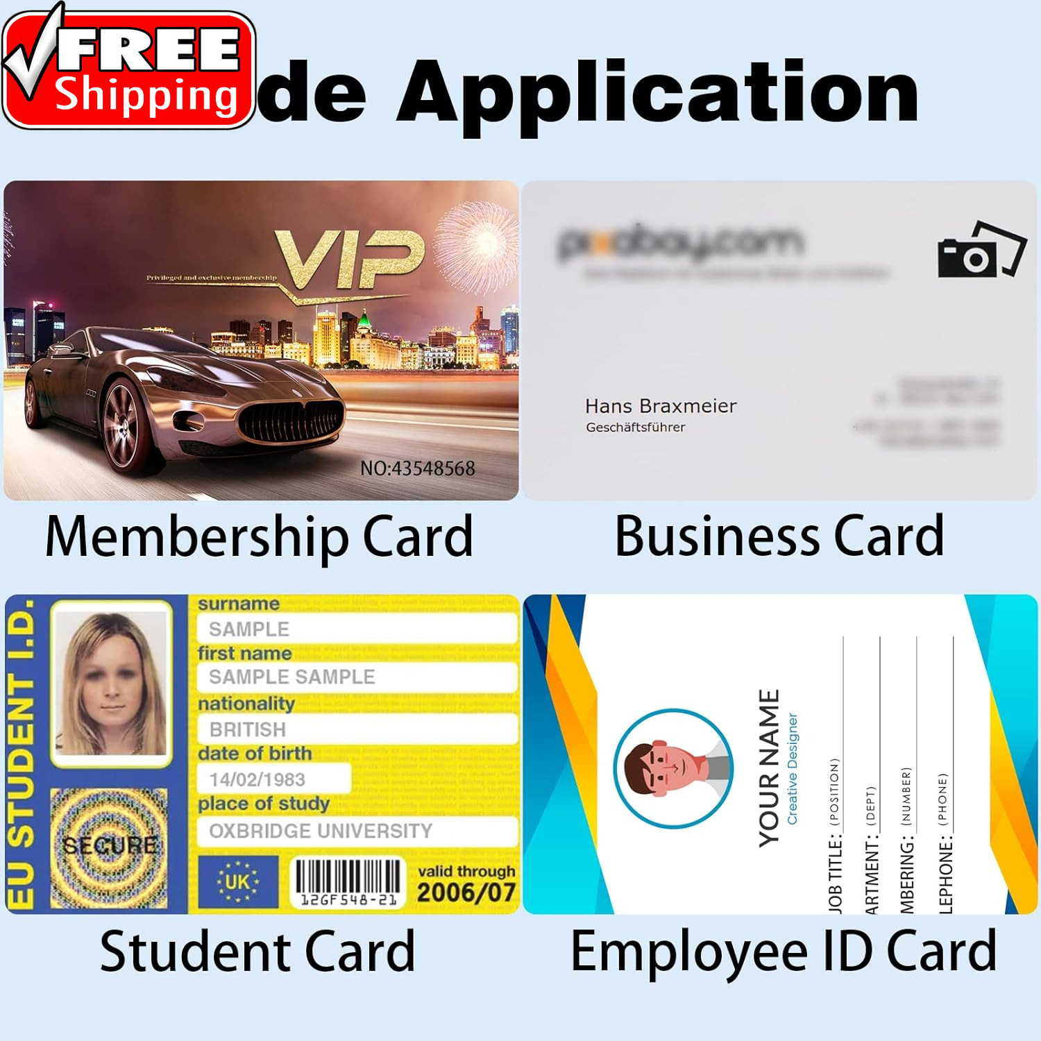 50 Pack Premium Blank PVC Cards, CR80 30 Mil Graphic Quality White Plastic Card