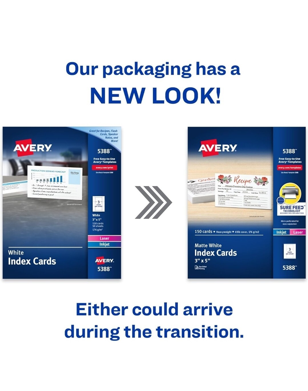4 Pack! AVERY 5388Printable 3″x5″ Index Cards For Laser & Inkjet Printers
