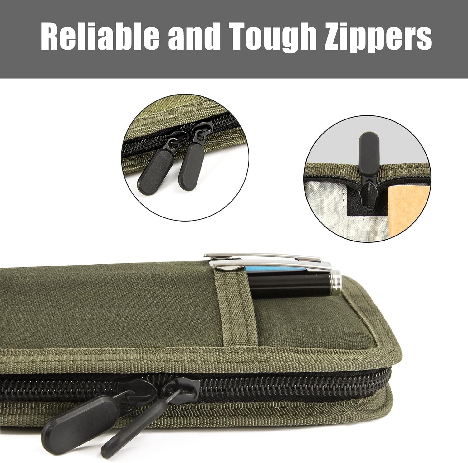 Pocket Notebook Cover Holder Fits 3.5×5.5 in Field Notes Organizer Army Green