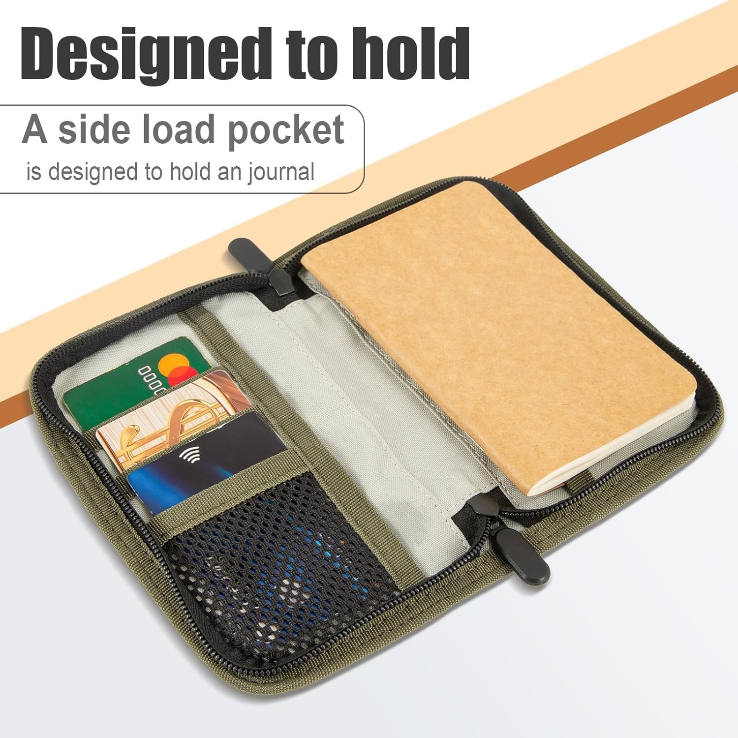Pocket Notebook Cover Holder Fits 3.5×5.5 in Field Notes Organizer Army Green