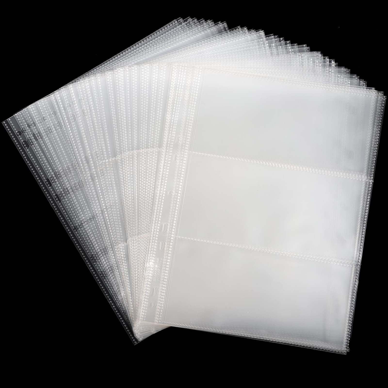 100 Sheets Currency Pages for Paper Money Collection 3 Pockets Currency Sleeve