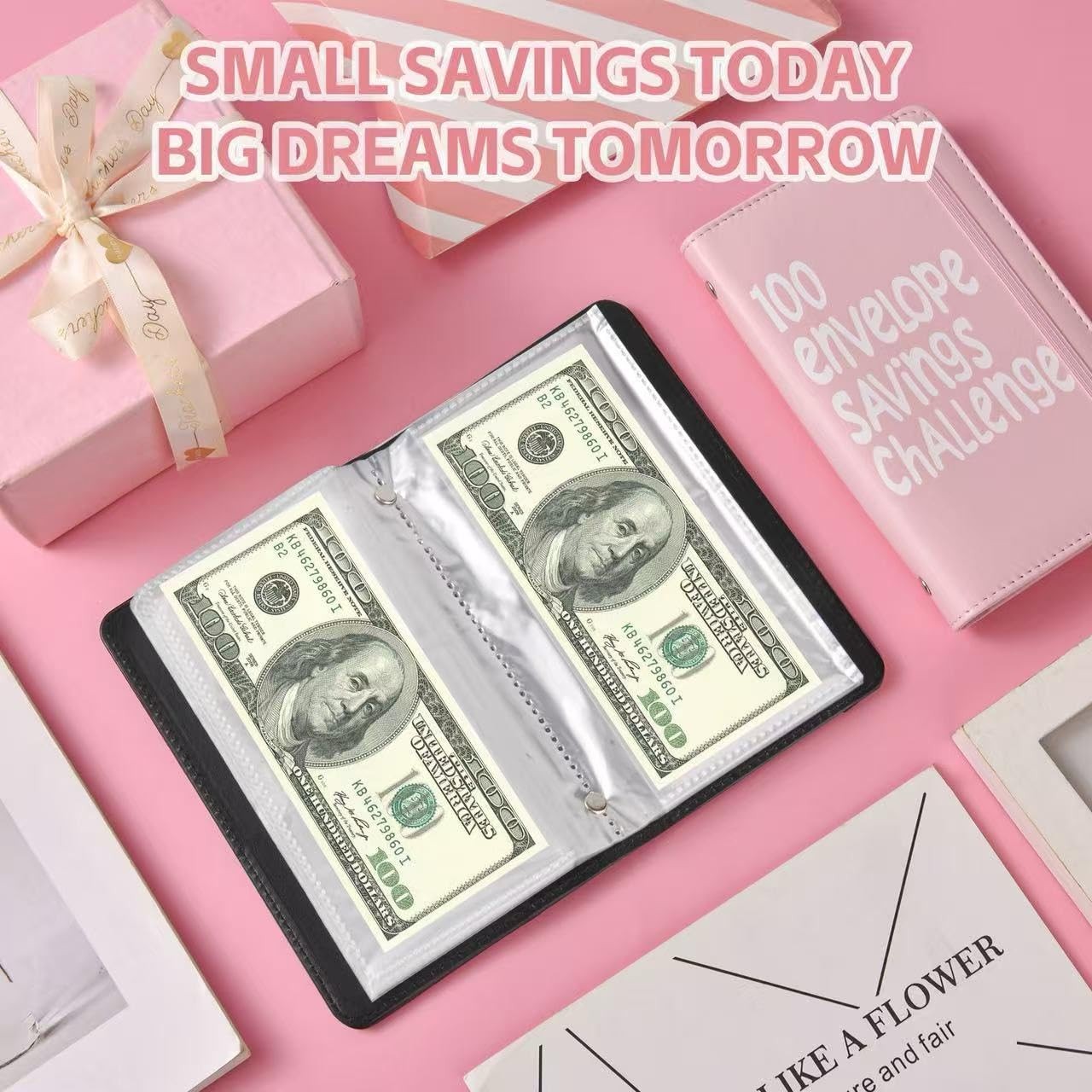 2Pcs 100 Envelopes Money Saving Challenge,Mini Money Saving Binder,Budget Bin…