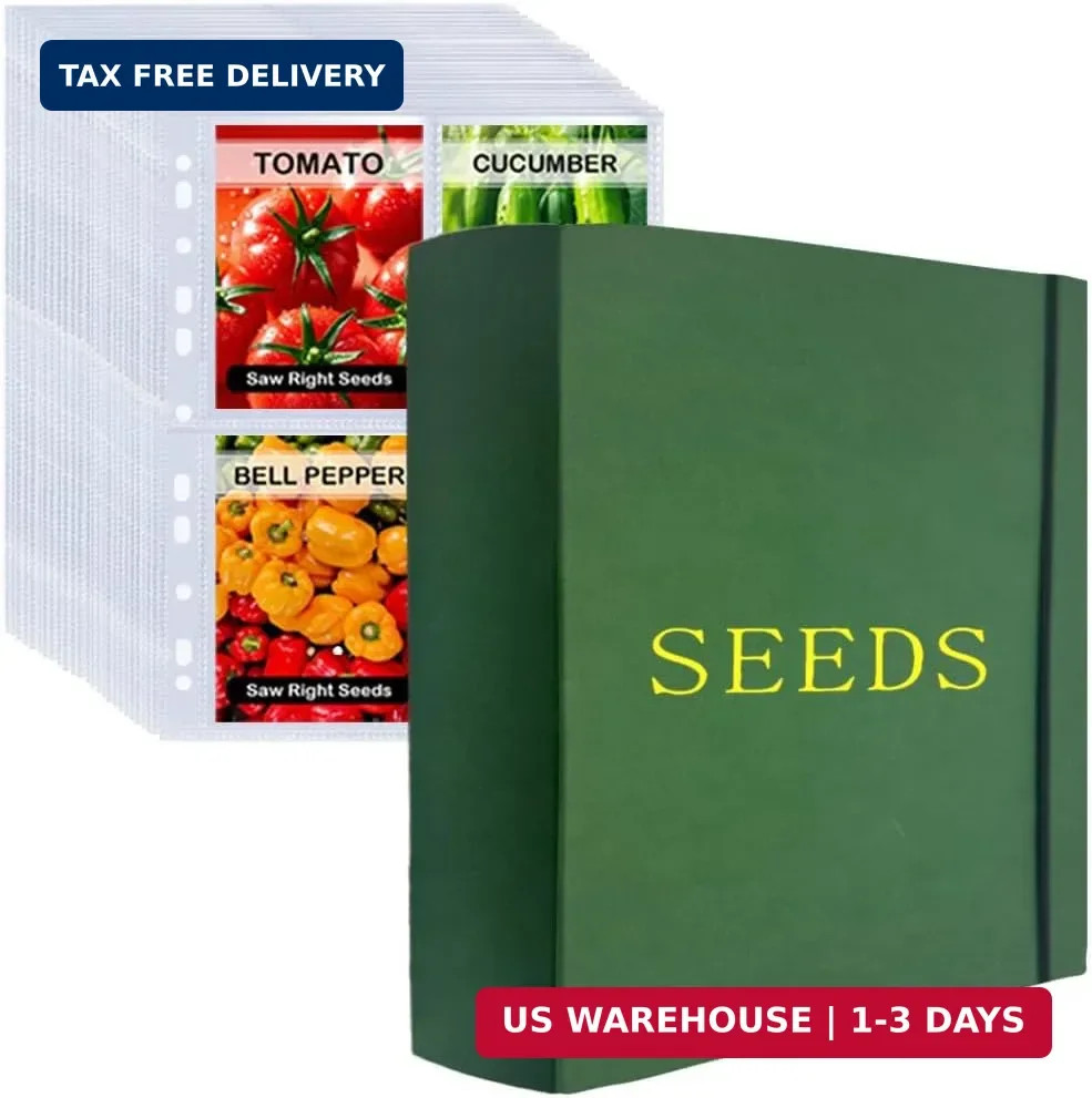 Extra Large Seed Storage Organizer Binder,3 Ring Seed Packet Organizer with 200