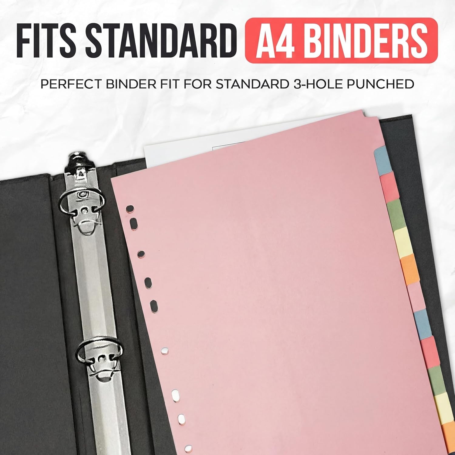 A4 12-Part Color-Coded Binder Dividers with Tabs