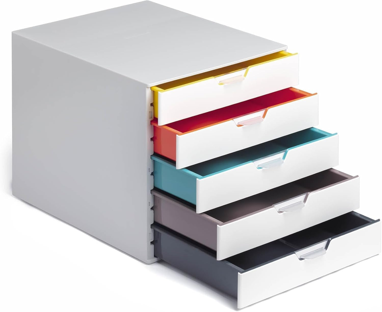 Varicolor 5 Drawer Unit – White Desktop Drawer Set with 5 Color Coded Draws – Le