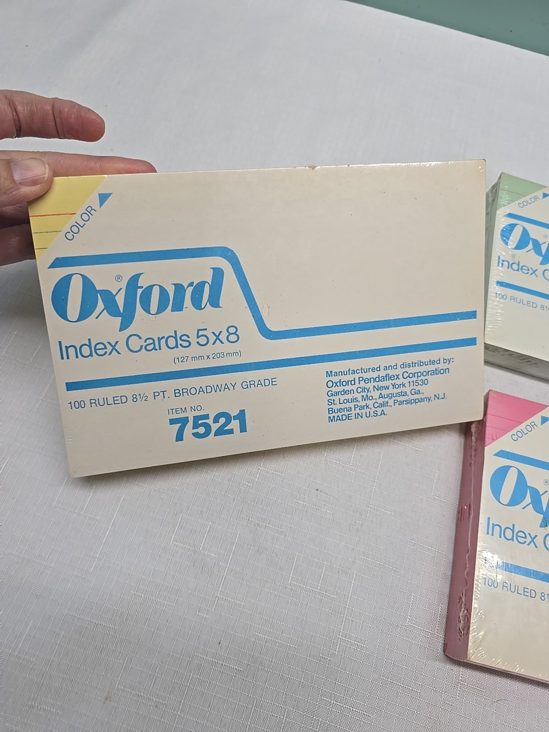 Vintage Oxford 5×8 Index Cards Green Pink Yellow Sealed –READ—