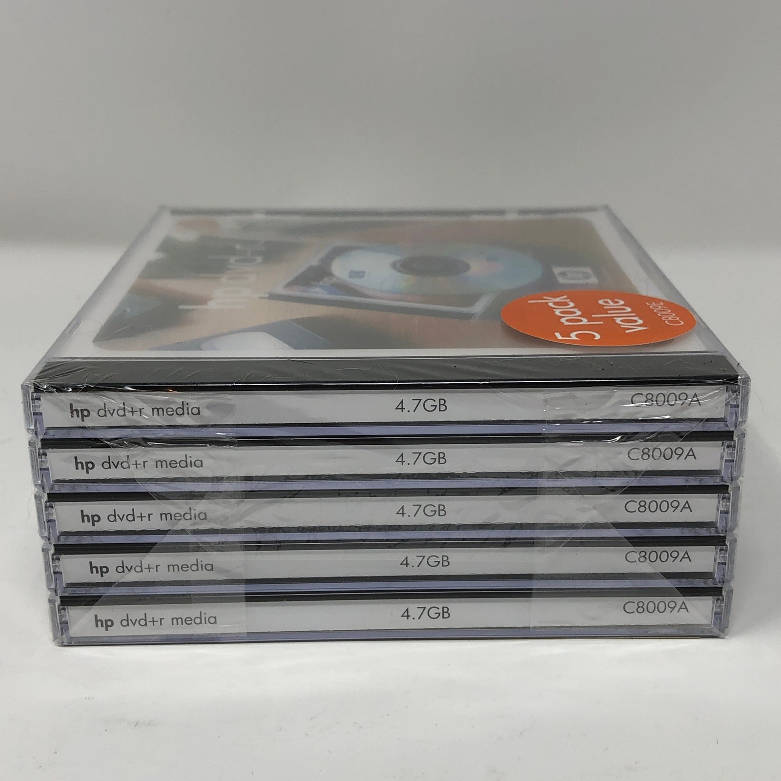 HP DVD+R Media 16X 4.7 GB 5-Pack 2002 Hewlett Packard Standard Jewel Case C8009E