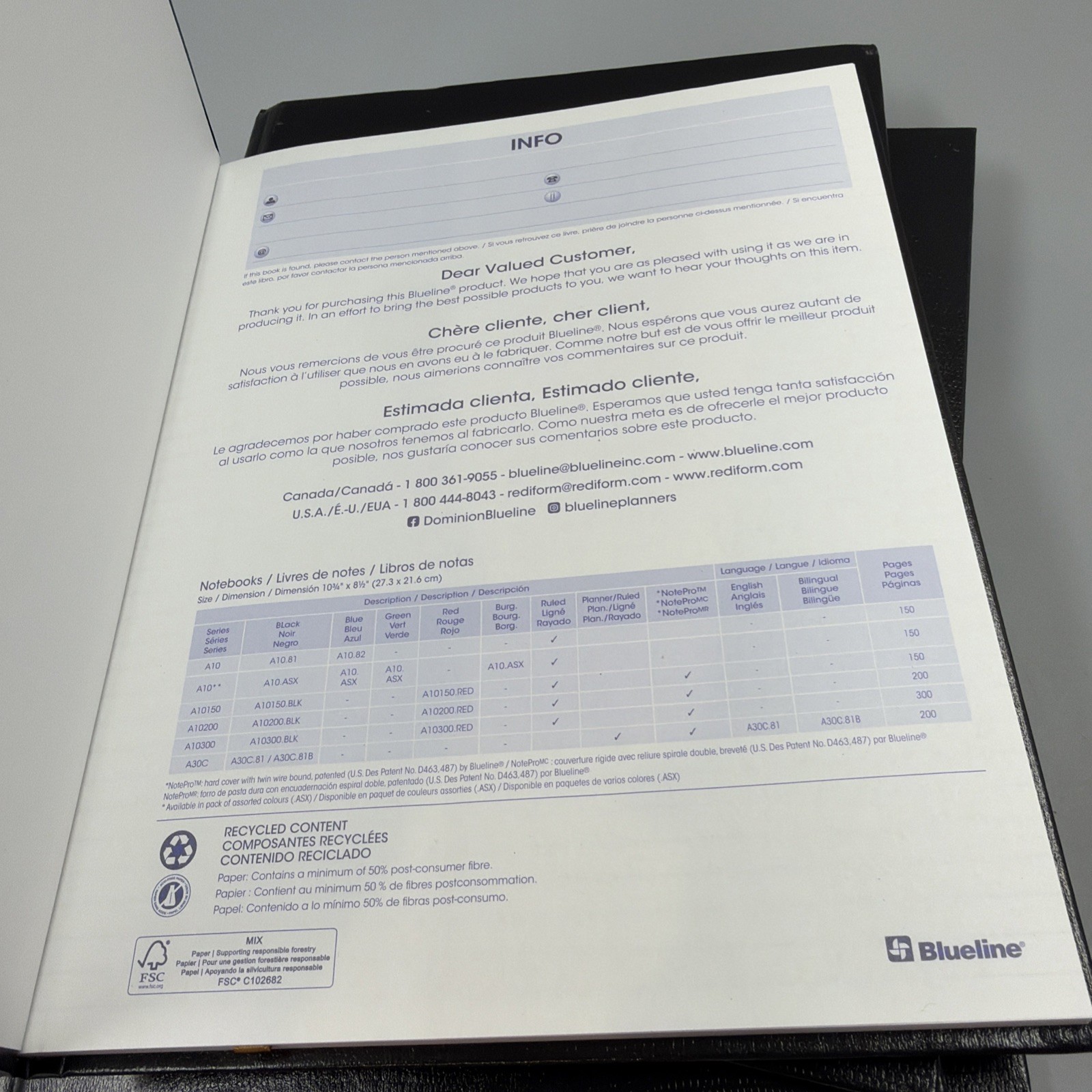 5 x Blueline A10.81 Executive Journal Notebook, 10-3/4 x 8-1/2″, 150 Pages