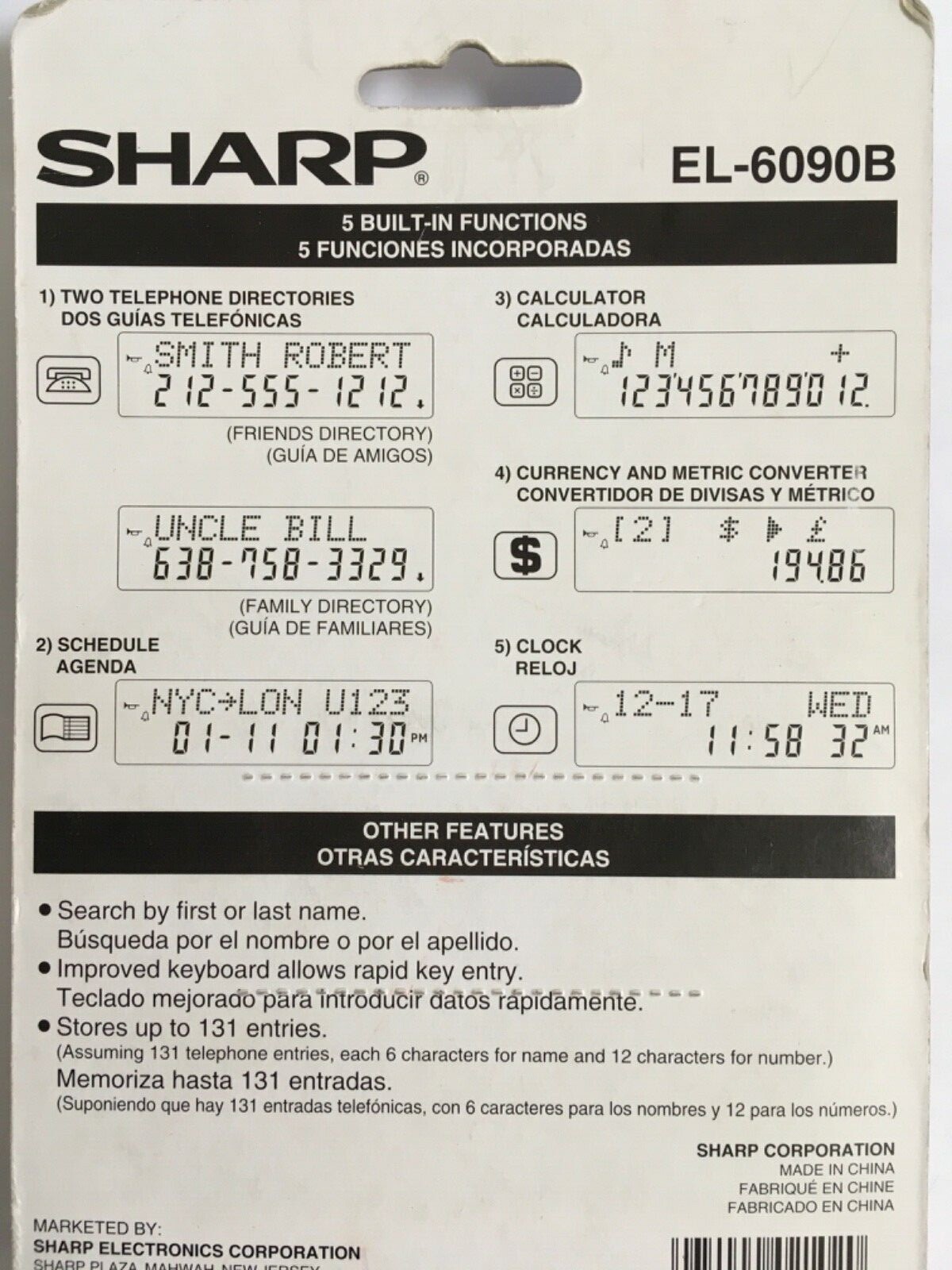 Sharp EL-6090B Electronic Organizer Memo Master Alarm 130 NEW SEALED